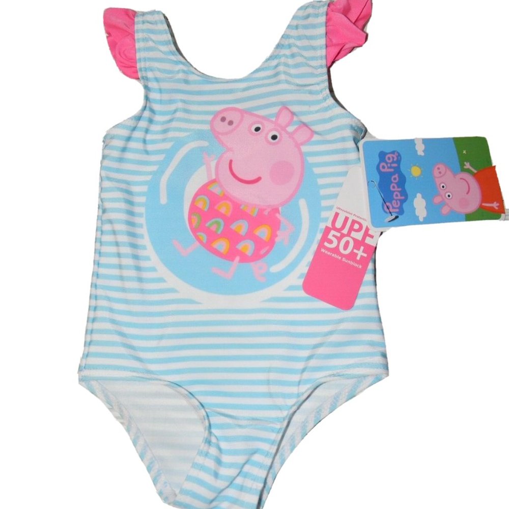 Girls Size 12M Peppa Pig 1-Piece Swimsuit UPF 50+ New